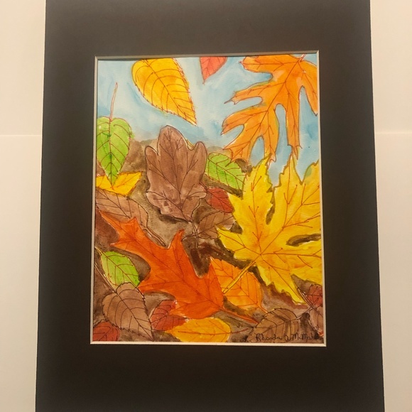 Falling Leaves Watercolor HAND CRAFTED Painting - Picture 2 of 5